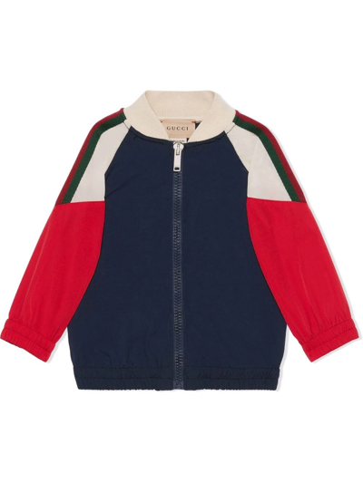 Gucci Babies' Colour-blocked Bomber Jacket In Blue