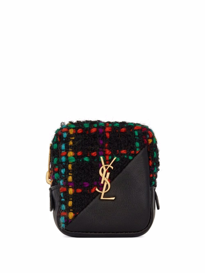 Saint Laurent Jamie Cube Tweed Charm In Black