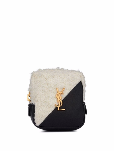 Saint Laurent Jamie Bouclé Monogram Cube Pouch In White