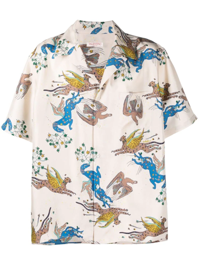 Valentino Printed Short-sleeve Shirt In Utopia Avorio