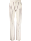 Isabel Marant Stripe Print White Slim Fit Pants In Nude