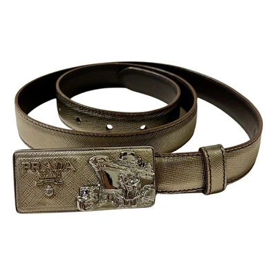 Pre-owned Prada Leather Belt In Gold
