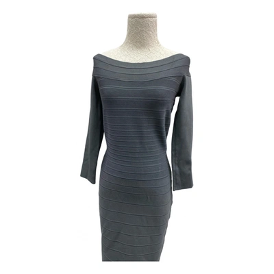 Pre-owned Herve Leger Mid-length Dress In Grey