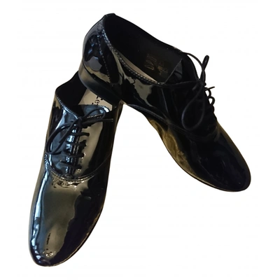 Pre-owned Repetto Patent Leather Lace Ups In Black