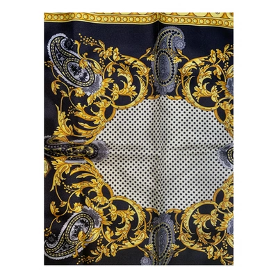 Pre-owned Versace Silk Handkerchief In Gold