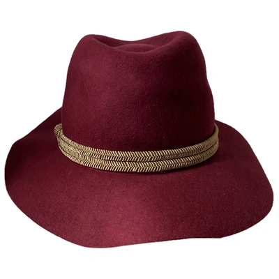 Pre-owned Maje Wool Hat In Burgundy