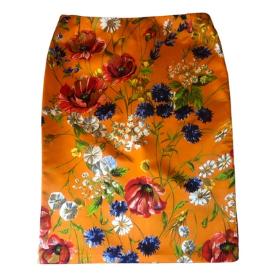 Pre-owned Dolce & Gabbana Silk Mid-length Skirt In Orange