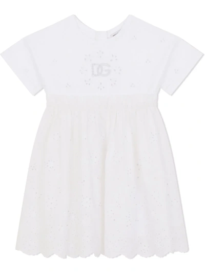 Dolce & Gabbana Kids' Broderie Anglais Cotton Sundress In White