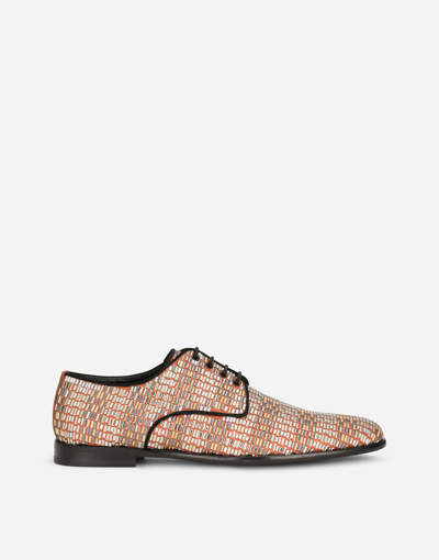 Dolce & Gabbana Suede Derby Shoes With Fusible Rhinestone Detailing In Multicolor