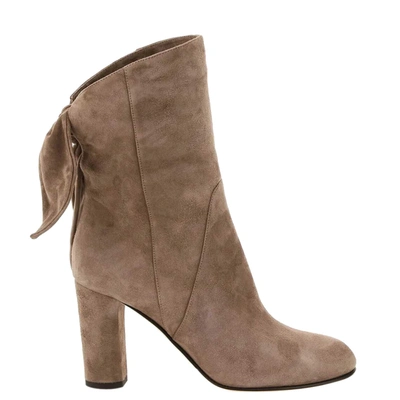 Pre-owned Jimmy Choo Brown/stone Suede Malene 85 Boots Size It 36.5