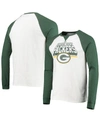 JUNK FOOD MEN'S JUNK FOOD WHITE, GREEN BAY PACKERS COLORBLOCK RAGLAN LONG SLEEVE T-SHIRT