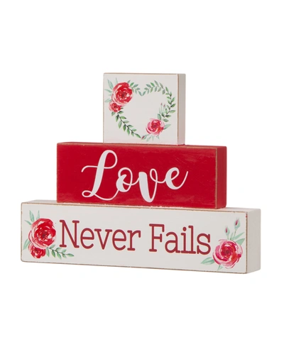 Glitzhome Valentine's Block Table Decor In Multi