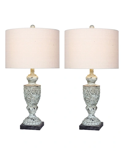 Fangio Lighting Resin Table Lamps, Set Of 2 In Antique Blue