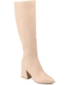 Journee Collection Landree Vegan Leather Block Heel Boot In Nude