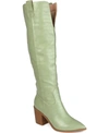Journee Collection Therese Croc Embossed Knee High Boot In Green