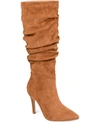 JOURNEE COLLECTION WOMEN'S SARIE EXTRA WIDE CALF RUCHED STILETTO BOOTS