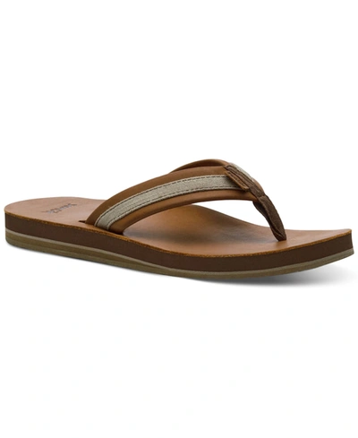 Sanuk Men's Hullsome Leather Flip-flop Sandals In Tan