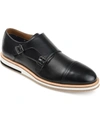 Thomas & Vine Thatcher Perforated Leather Monk Strap Derby In Black