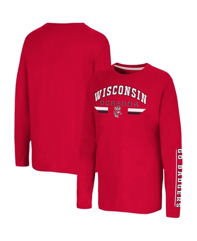 Colosseum Youth Boys  Red Wisconsin Badgers Tornado Reef 2-hit Long Sleeve T-shirt