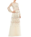 MAC DUGGAL EMBROIDERED LANTERN-SLEEVE GOWN