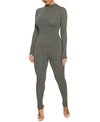 Naked Wardrobe Mock-neck Jumpsuit In Charcoal