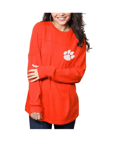 Pressbox Women's  Orange Clemson Tigers The Big Shirt Oversized Long Sleeve T-shirt