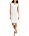 Kasper Petite Notched-neck Sheath Dress In Vanilla Ice