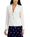Kasper Petite Notched Three-button Flap-pocket Blazer In Vanilla Ice