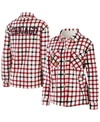 Wear By Erin Andrews Women's  Oatmeal Chicago Blackhawks Plaid Button-up Shirt Jacket In Oatmeal