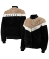 G-III 4HER BY CARL BANKS WOMEN'S G-III 4HER BY CARL BANKS BLACK, CREAM NEW ORLEANS SAINTS RIOT SQUAD SHERPA FULL-SNAP JACKET