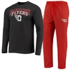 Concepts Sport Men's  Red, Heathered Charcoal Distressed Dayton Flyers Meter Long Sleeve T-shirt And In Red
