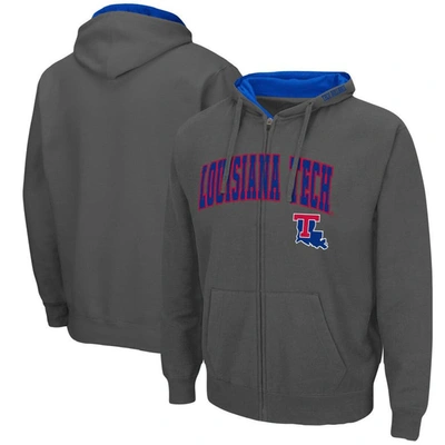 Colosseum Men's Charcoal Louisiana Tech Bulldogs Arch Logo 3.0 Full-zip Hoodie
