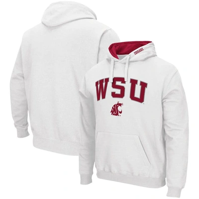 Colosseum Men's  White Washington State Cougars Arch And Logo 3.0 Pullover Hoodie