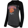 CAMP DAVID CHARCOAL CLEMSON TIGERS KNOCKOUT colour BLOCK LONG SLEEVE V-NECK HOODIE T-SHIRT