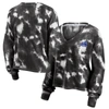 Fanatics Women's  White And Black Chicago White Sox Tie-dye V-neck Pullover Cropped Tee In White
