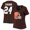 Fanatics Nick Chubb Brown Cleveland Browns Plus Size Fair Catch Name & Number V-neck T-shirt In Brown