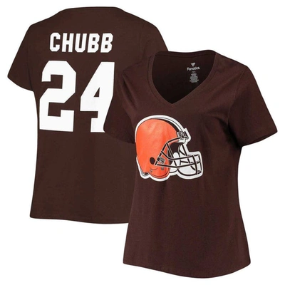 Fanatics Nick Chubb Brown Cleveland Browns Plus Size Fair Catch Name & Number V-neck T-shirt