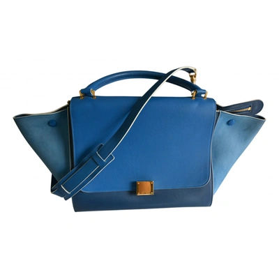 Pre-owned Celine Trapèze Leather Handbag In Blue