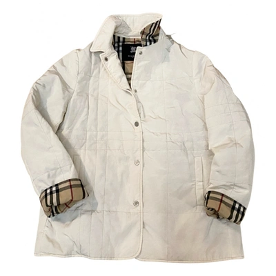 Pre-owned Burberry Biker Jacket In White