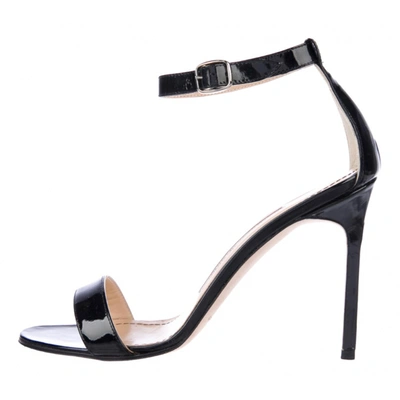 Pre-owned Manolo Blahnik Patent Leather Sandals In Black