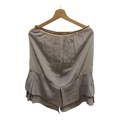 Pre-owned Max Azria Silk Mid-length Skirt In Grey