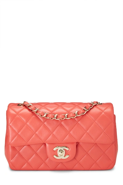 Pre-owned Chanel Pink Quilted Lambskin Rectangular Flap Mini