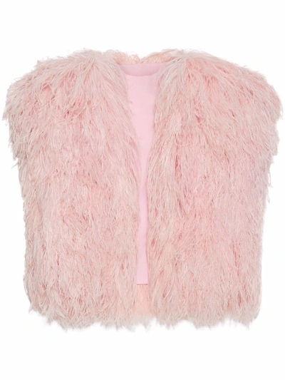 Gucci Feather-embellished Waistcoat In Pink