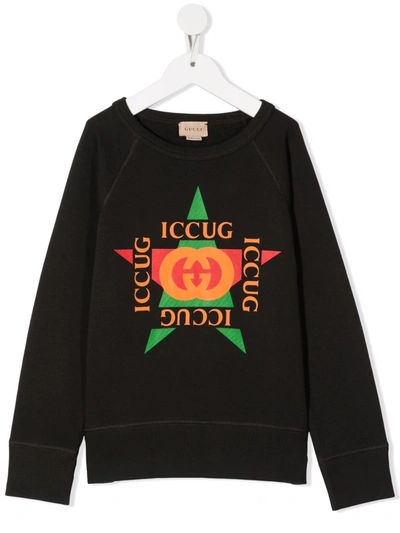Gucci Kids' Star Logo-print Sweatshirt In Black