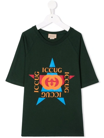 Gucci Kids' Logo-print T-shirt In Green