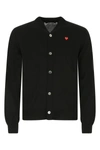 Comme Des Garçons Play Midnight Wool Cardigan With Ribbed Hem