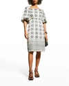 SACHIN & BABI ZOEY BALLOON-SLEEVE GEO MIDI DRESS