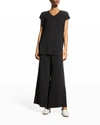 Eileen Fisher Crinkled Organic Cotton Jersey Tunic In Black