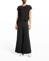Eileen Fisher Crewneck Boxy Jersey Top In Black