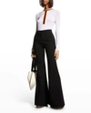 Gabriela Hearst Ennio Wool And Silk-blend Flared Pants In Black